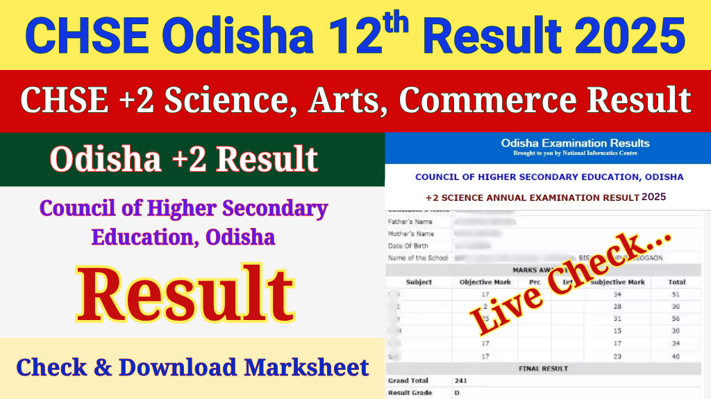 CHSE Odisha +2 Result 2025 Declared